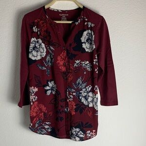 Van Heusen Burgundy Floral Blouse